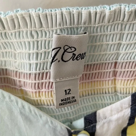 J Crew summer striped seersucker sun dress with elastic smocking at the back. - Picture 4 of 7